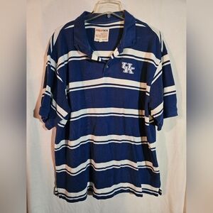 University Of Kentucky Vintage Press Box Blue W/ White Striped Polo Size XL